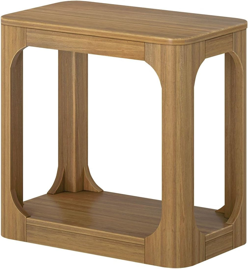Plank+Beam Forma Rectangular Side Table, with Shelf, Pecan
