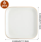 Shappy 6 Pcs White Ceramic Jewelry Tray 4.5 in Ring Holder Trinket Dish for Christmas Friendship Wedding Birthday Gifts(Square)