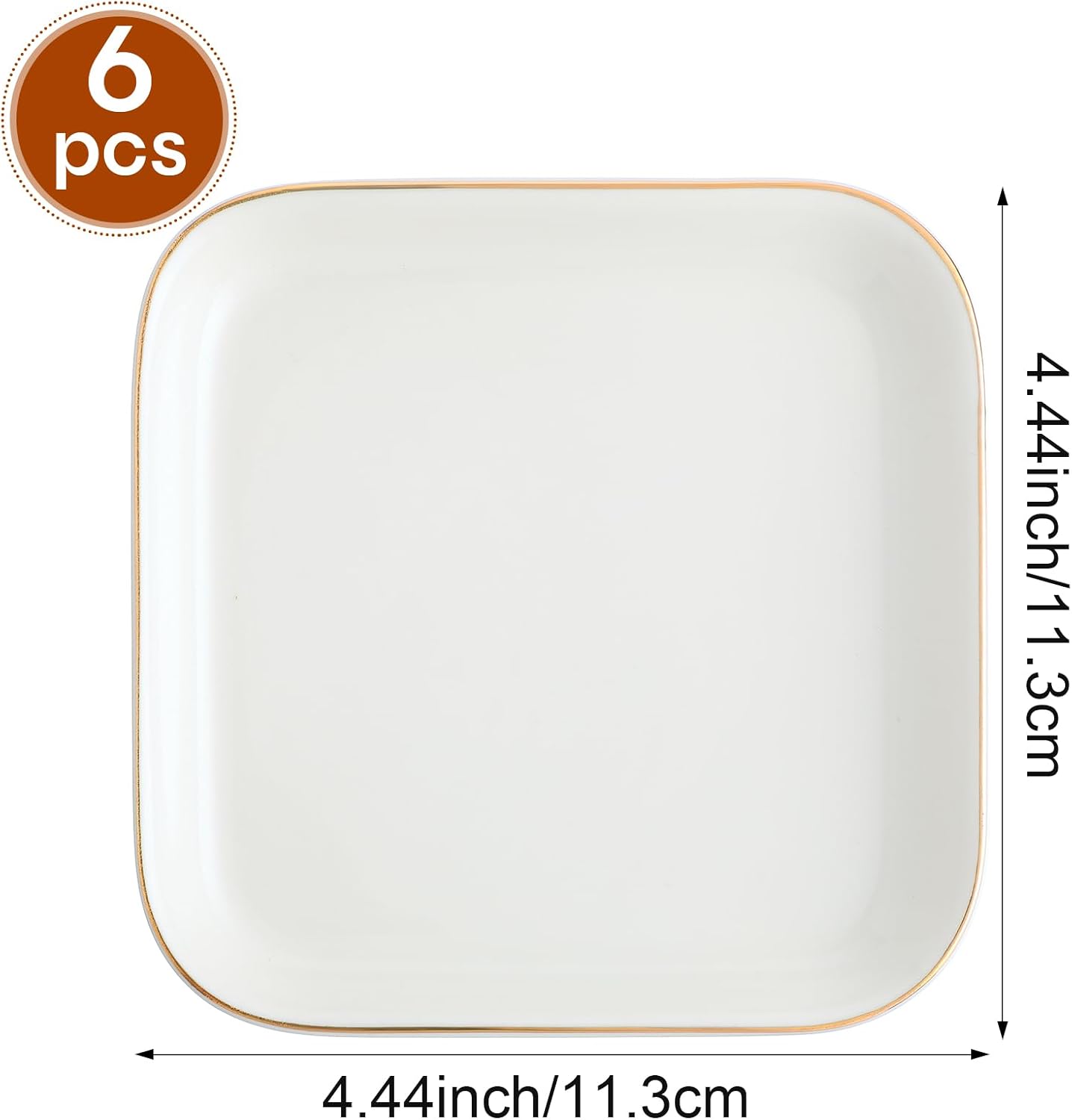 Shappy 6 Pcs White Ceramic Jewelry Tray 4.5 in Ring Holder Trinket Dish for Christmas Friendship Wedding Birthday Gifts(Square)
