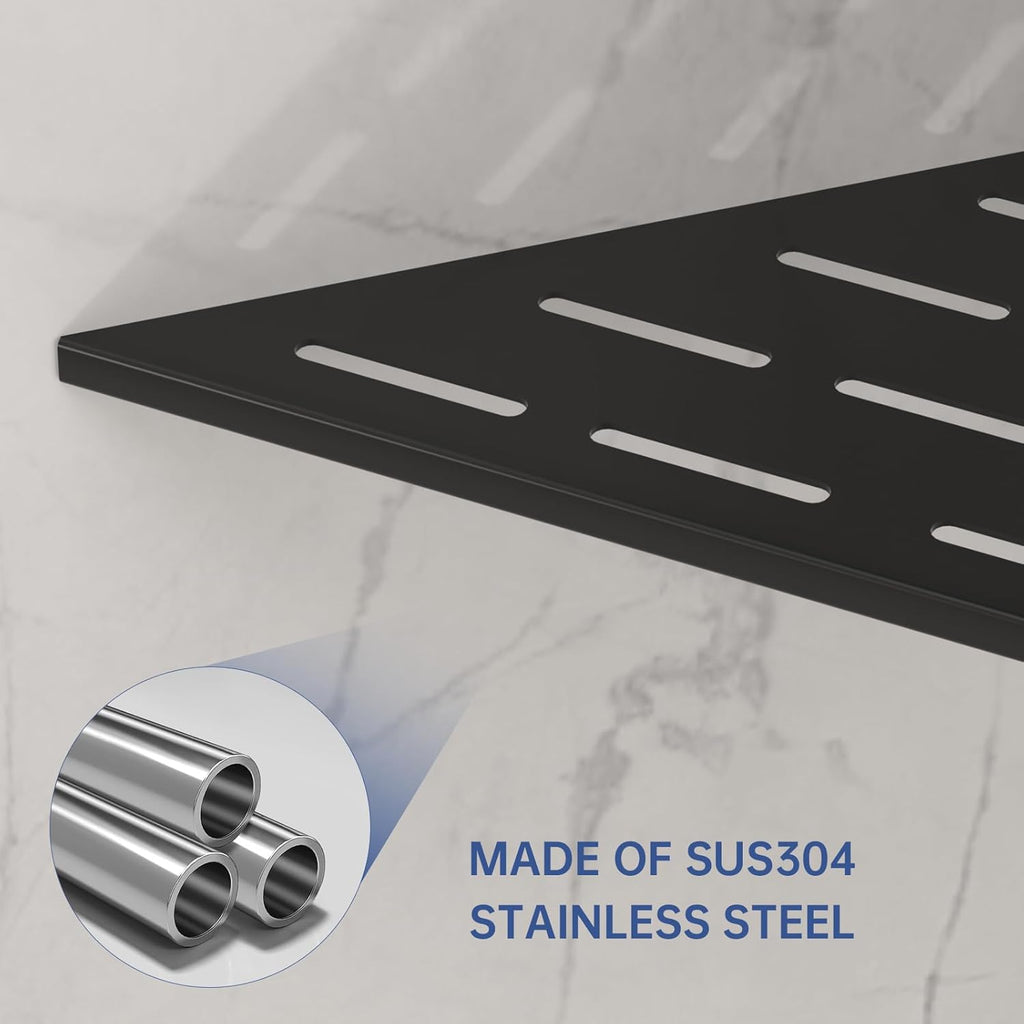 DAYONE Matte Black Corner Shower Shelf 2 Pack 10", Bathroom Corner Shower Organizer Shelf for Tiled Wall, SUS304 Stainless Steel Recessed Corner Shelves