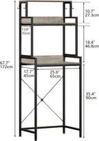 3-Tier Kitchen Bakers Rack with Adjustable Shelves, Freestanding Kitchen Microwave Stand with Storage, Split Design Coffee Bar Shelf for Home Office (Black Oak, 25.6")