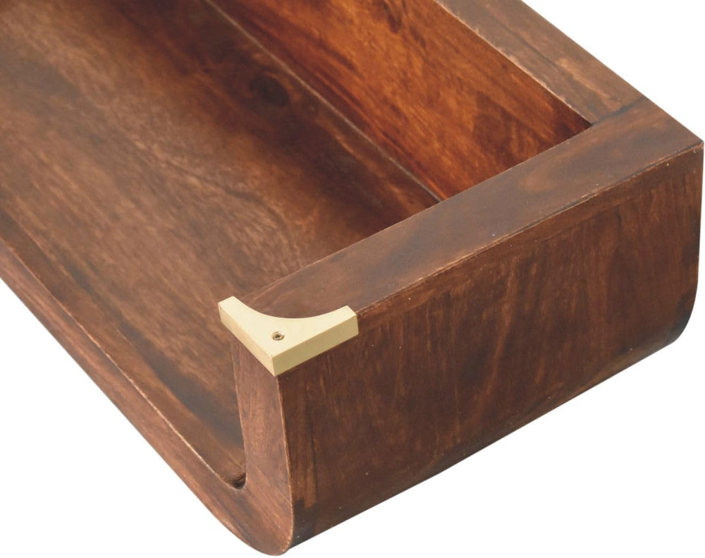 Solid Wood Indira California Walnut Floating Console Table, Open Shelf, Dark ...