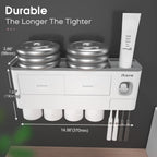 iHave Toothbrush Holders for Bathrooms, 4 Cups Toothbrush Holder Wall Mounted with Toothpaste Dispenser - Large Capacity Tray, 2 Cosmetic Drawer - Bathroom Organizer & Bathroom Accessories Set