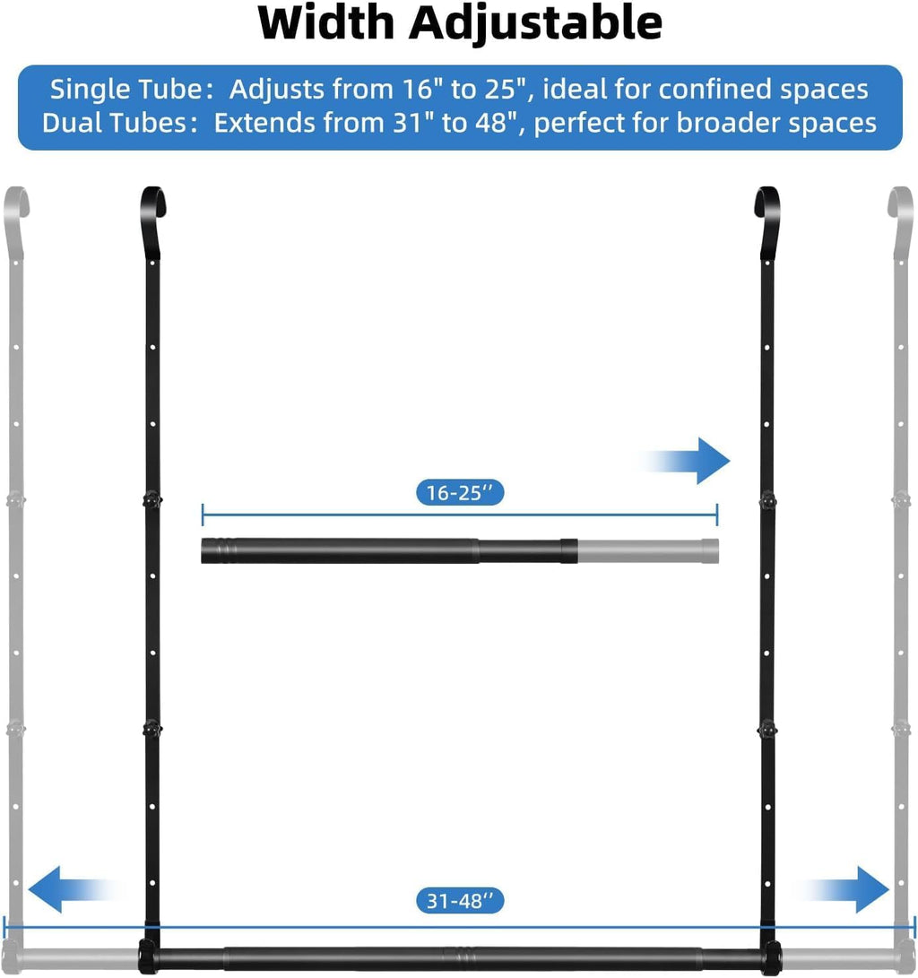Adjustable Closet Rods for Hanging Clothes 2 Pack Heavy Duty Closet Extender Hanging Rod Double Hanging Closet Bar Space-Saving Closet Lower Extender for Clothing Organizer