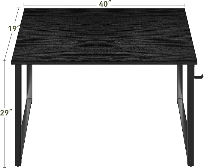 ODK 40 Inches Small Computer Desk, Home Office Desk for Small Spaces, Writing Desk with Headphone Hooks, Black