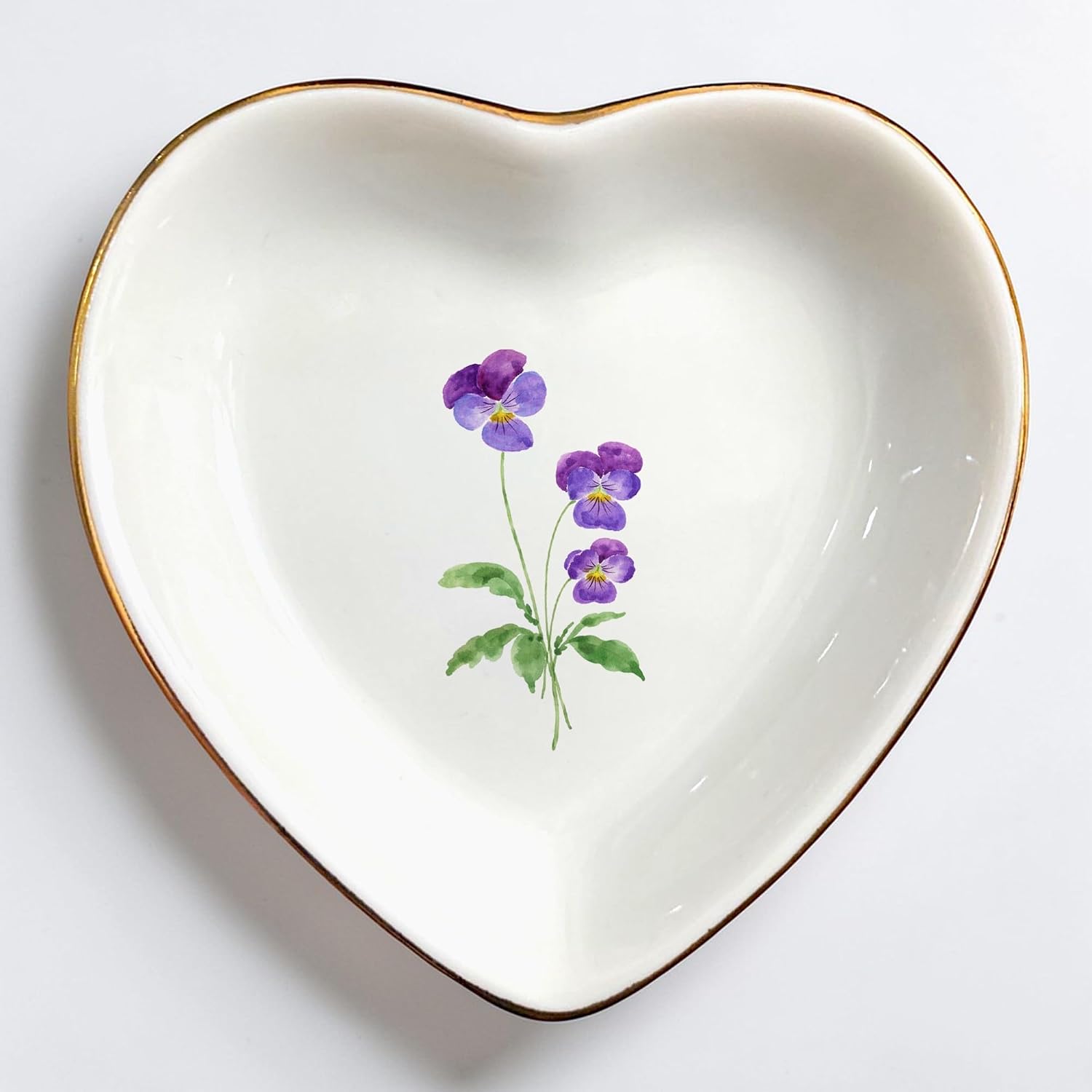 Birth Month Flower Ring Jewelry Dish Tray-Floral Ring Holder for Hippie,Nature,Pace-Birthday Gifts for Mom,Mother-in-law,Step Mom,Aunt,Grandma,Sister,Friends (2 - February (Viole))