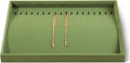Velvet Jewelry Display Tray For Bracelet Pendant Necklace, Multi-Slot Stackable Storage Tray For Long Chain Jewelries, Drawer Insert Jewelry Organizer (Olive Green)