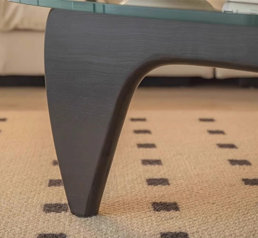 32" Mid-Century Modern Coffee Table,Triangle Glass Top Wooden Table for ...