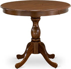 East West Furniture AMAB3-AWA-05 3 Piece Kitchen Table Set for Small Spaces Contains a Round Dining Room Table with Pedestal and 2 Grey Linen Fabric Parsons Chairs, 36x36 Inch, Walnut