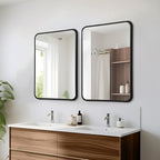 24x36 Rounded Rectangle Bathroom Mirrors for Over Sink, Black Vanity Mirror with Metal Frame Wall Mounted, Modern Farmhouse Mirror for Restroom, Bedroom, Entryway Decor