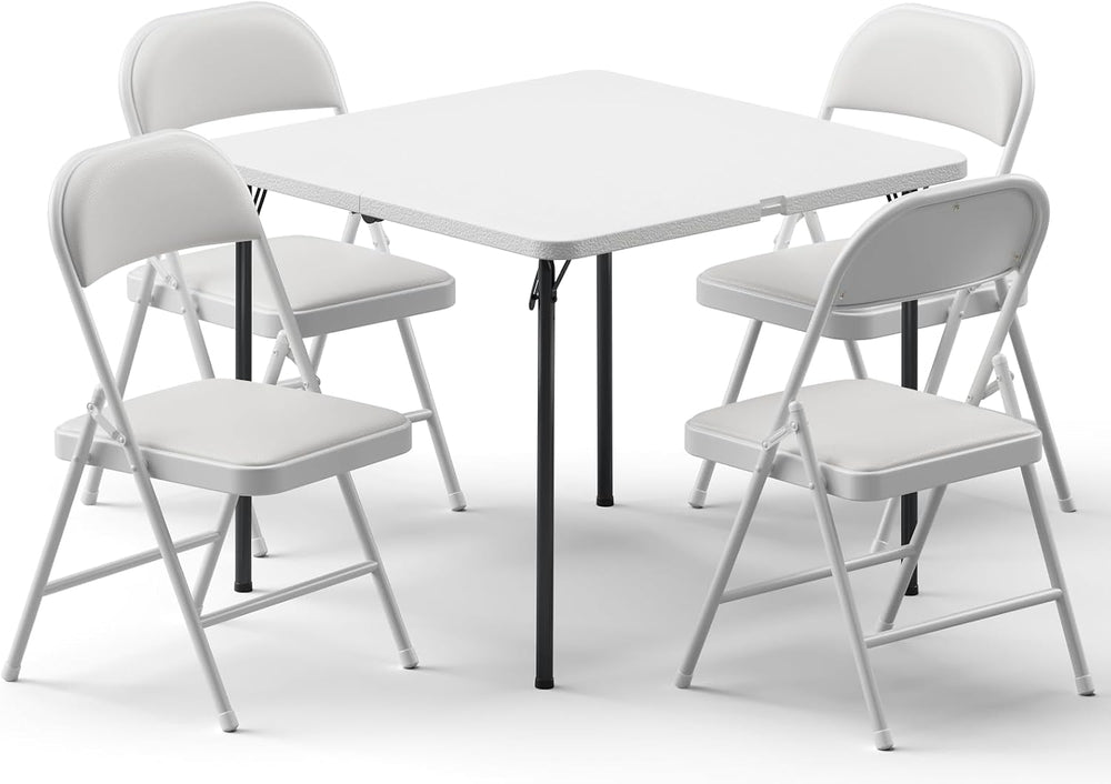 Folding Table and Chairs Set for 4, 36 Inch Foldable Card Table with Carrying...