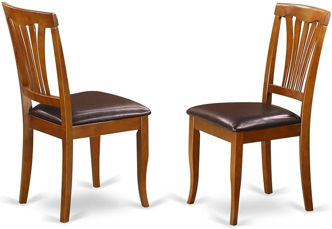 East West Furniture DLAV3-SBR-LC 3 Piece Dining Set Contains a Round Dining Table with Dropleaf and 2 Faux Leather Kitchen Room Chairs, 42x42 Inch, Saddle Brown