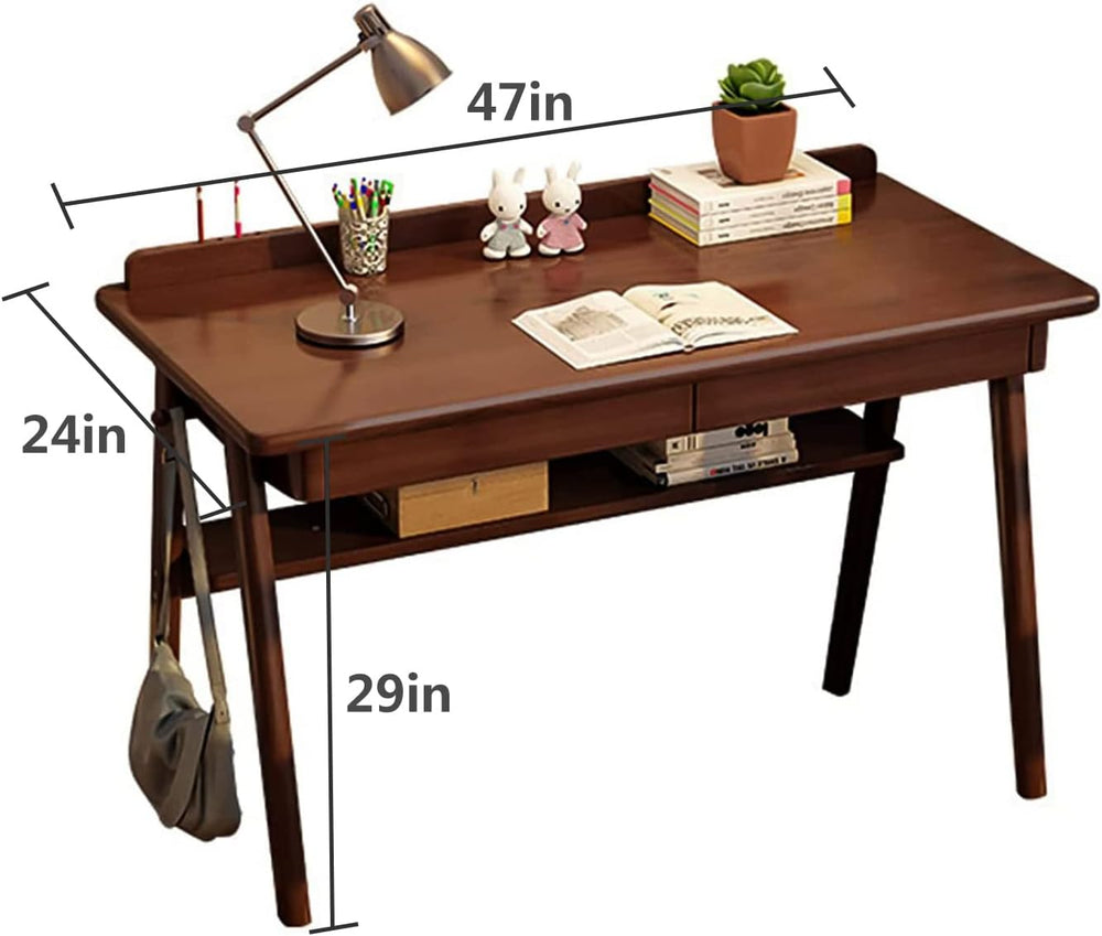 Ytaoka Solid Wood Writing Desk, 47" Mid-Century Modern Walnut Desk, Home...