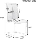 AZmac Modern Leather Dining Chairs Set of 8,Armless Kitchen Chairs,Dining Room Chairs with Upholstered Padded Seat and Sturdy Chrome Legs for Dining Room,Kitchen (Set of 8, Grey+PU Leather)