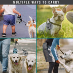 PetAmi Dog Poop Bag Holder for Leash, Dog Pet Waste Bag Dispenser For Poop With Clip, Doggy Puppy Walking Accessories Travel Camping, Dog Treat Pouch Supplies Must Have With Dog Bag Roll, Stripe Black