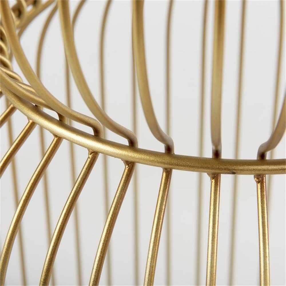 Pemberly Row Set of 2 Round Metal Accent Tables, Gold Cage-Like Base, Tempere...