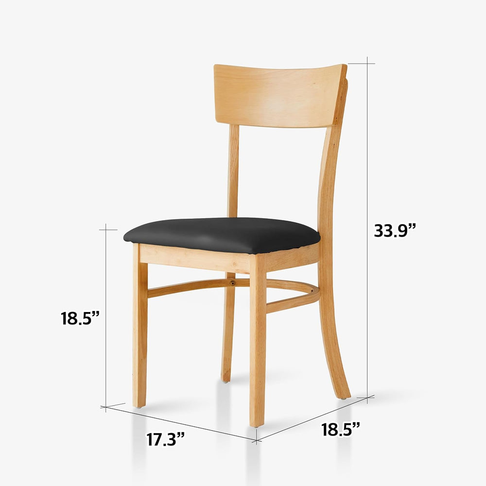 Livinia Mint Dining Chair Set of 2, Solid Malaysian Oak PU Leather Upholstere...