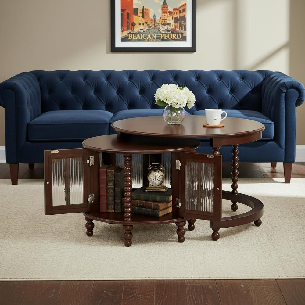 32" Vintage Designed Stacking Nesting Tables, Set of Nesting Tables with...