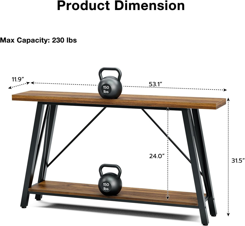 GAZHOME Console Table with Storage Shelf - Industrial Style Sofa Table Behind...