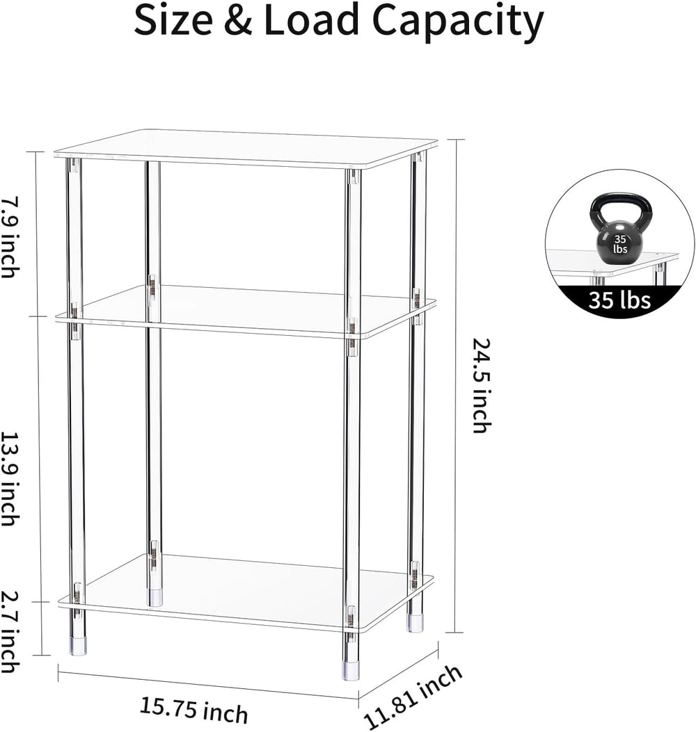 Clear Acrylic Record Player Stand with Vinyl Storage, 15.75" L x 11.81&q...