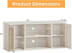 LEYAOYAO Rattan TV Stands for Living Room, Boho Entertainment Center with Storage and Open Shelf, Wood Media Console for 50-65 Inch TV, Grey White