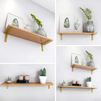 Gold Heavy Duty Shelf Brackets 4 Inch, Rustic Gold Iron L Shelf Bracket, Industrial Modern Metal Floating Shelf with Hardware for DIY Open Shelving, 4 Pack
