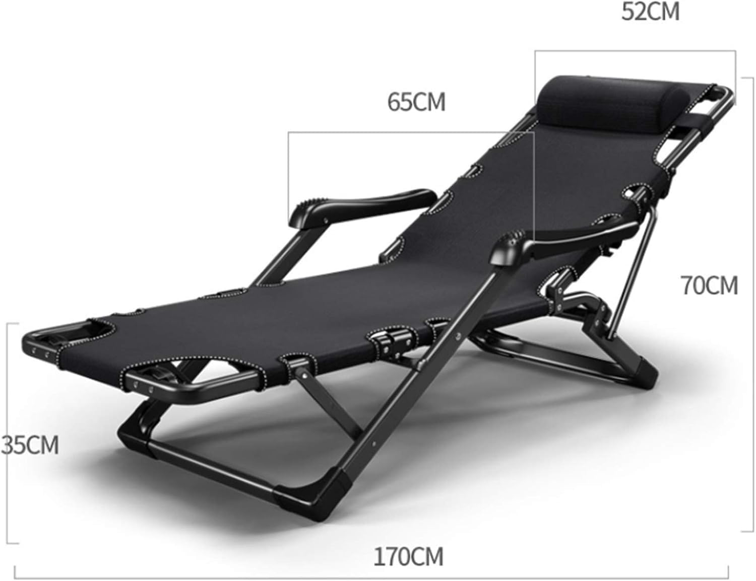 Lounge Reclining Chairs with A Detachable Head Pillow for Extra Comfort for Gardens Patios and Balconies(Black)