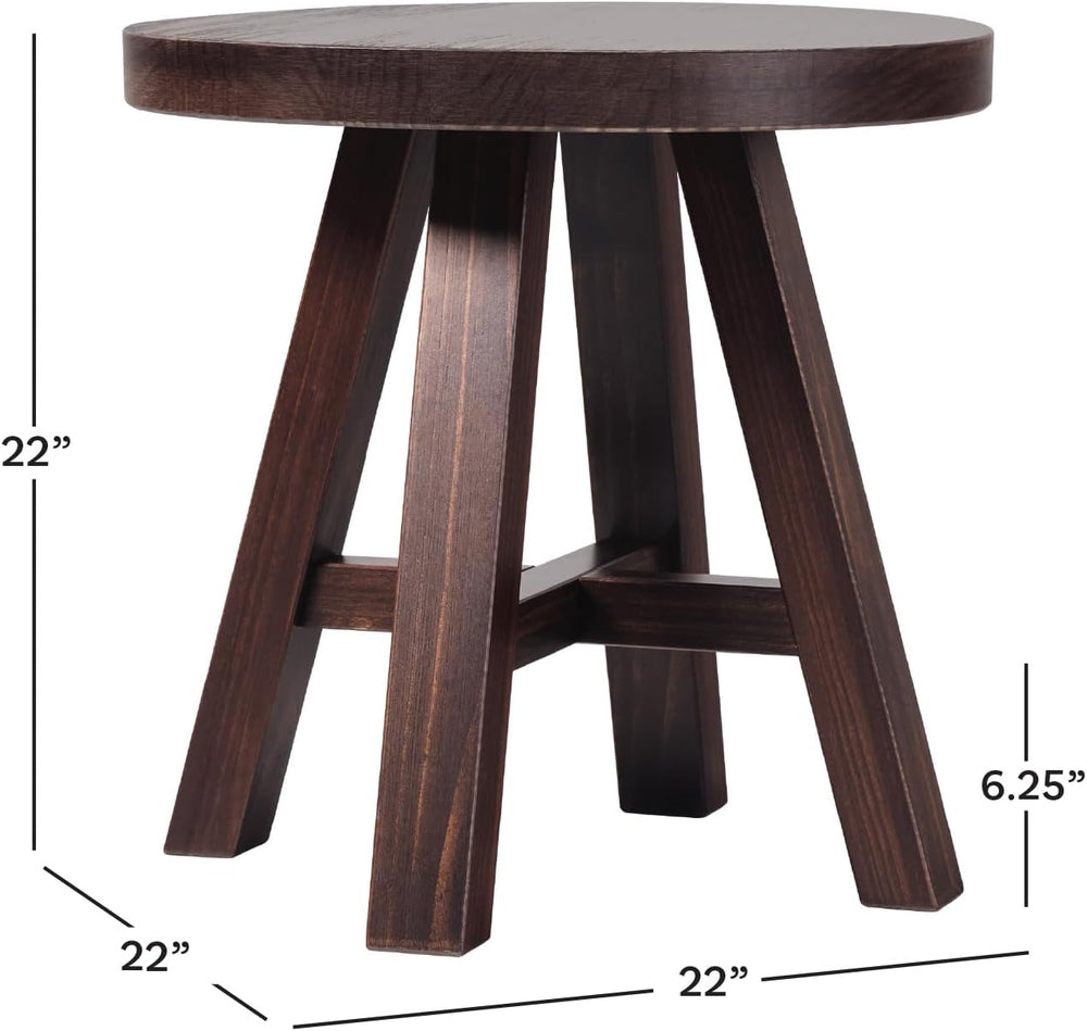 Walker Edison Colt Modern Farmhouse Solid Wood Round Side Table, 18 Inch, Esp...