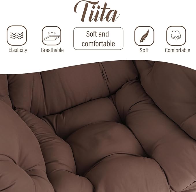 Tiita Lazy Chair, Modern Large Accent Lounge Armchair, Comfy Leisure Sofa Reading Chair with Footrest for Bedroom, Living Room, Dorm Rooms, Garden and Courtyard, Brown
