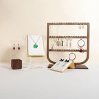 GemeShou White Necklace display stand, Velvet Jewelry necklace display holder for selling, small metal earring neck storage organizer, online jewelry photography props【White】