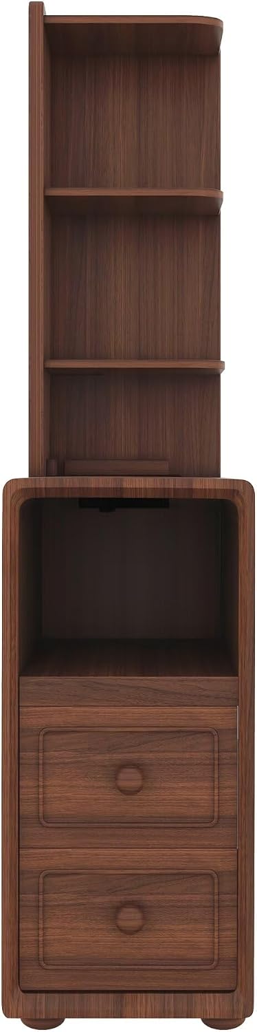 JIJIWANG Tall End Table with Drawers, 47.2" Corner Shelf Table with Open...