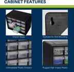 Akro-Mils 16-Drawer Plastic Cabinet for Garage Organization, Beads, Makeup Organizer, Building Bricks Storage, Teacher Toolbox, 10-1/2" W x 6-1/2" D x 8-1/2" H, 10716 Black (Pack of 4)