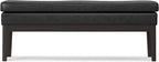 SIMPLIHOME Carlson 45-inch Wide Vegan Faux Leather Ottoman Bench in Distressed Black with Solid Wood Frame for Living Room, Entryway, or Bedroom