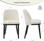 GarveeHome Modern Dining Chair Set of 4, Linen Upholstered Kitchen Chair with Curved Back, Sold Wood Legs, Accent Chair for Kitchen, Dining Room, Living Room, Beige