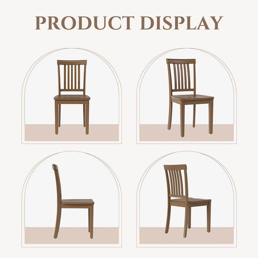 COLAMY Wooden Dining Room Chairs Set of 6, Spindle High Back Windsor Kitchen Side Chair, Farmhouse Dining Chairs for Kitchen, Dining Room, Light Brown