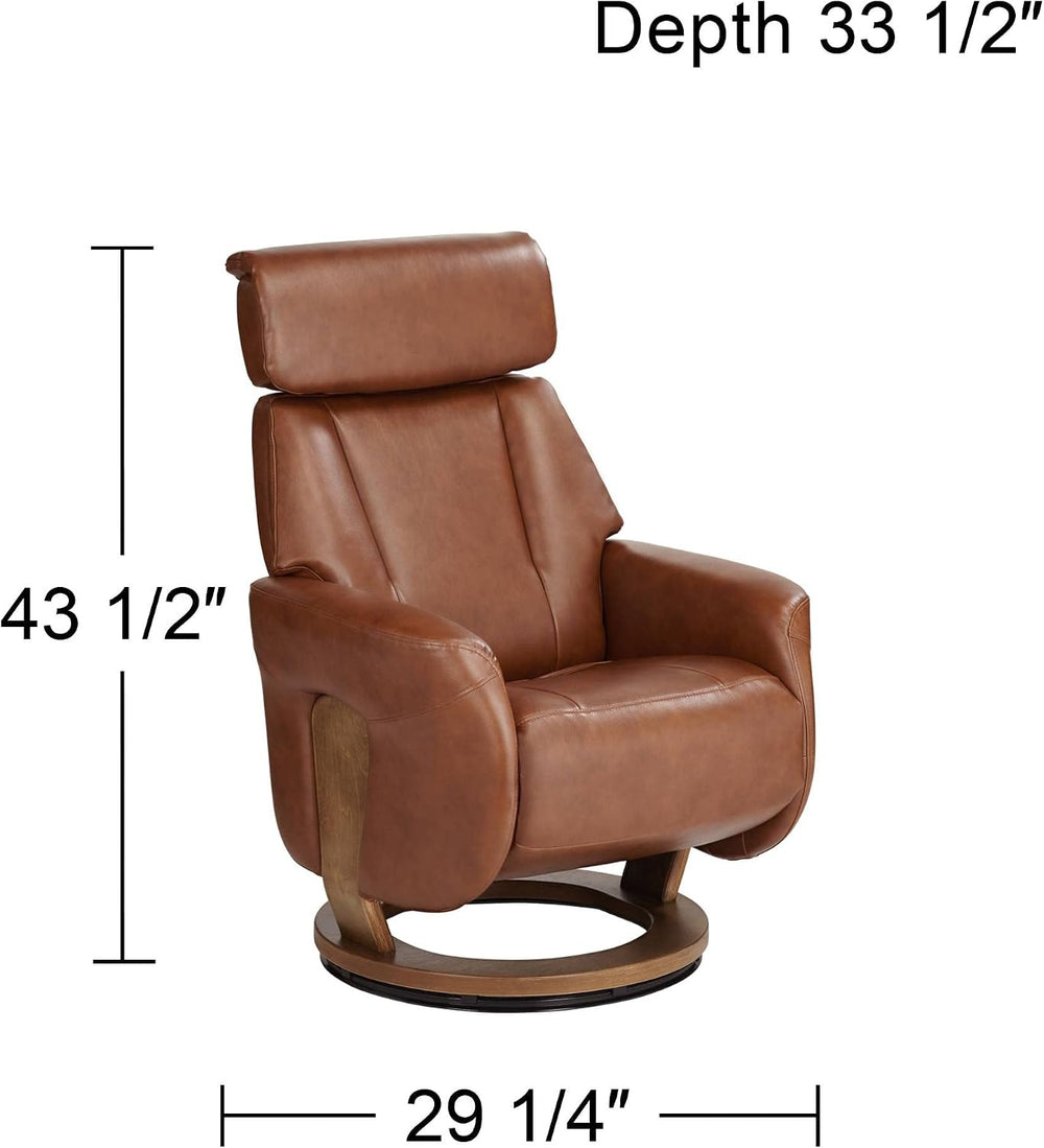 Benchmaster Augusta Brown Swivel Faux Leather Recliner Chair Modern Armchair ...