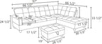 L-Shaped Sectional Sofa with Ottoman, Right-Facing Modern Microfiber Couch for Living Room, Bedroom, Office, Gray-Blue