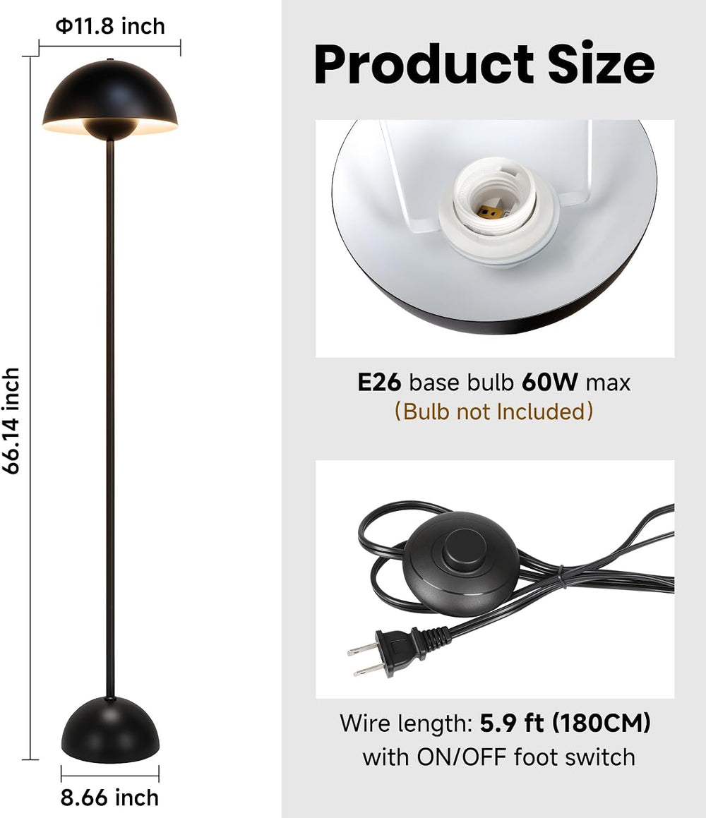 Coucrek Floor Lamp, 66'' Industrial Black Lamp for Living Room