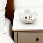 Small Flower Ring Dish Jewlery Tray, Ceramic Jewelry Dish Tray Cute Room Nightstand Decor Trinket Dish Bathroom Ring Holder Jewelry Plate Bowl Christmas Friendship Birthday Gifts for Women Mom