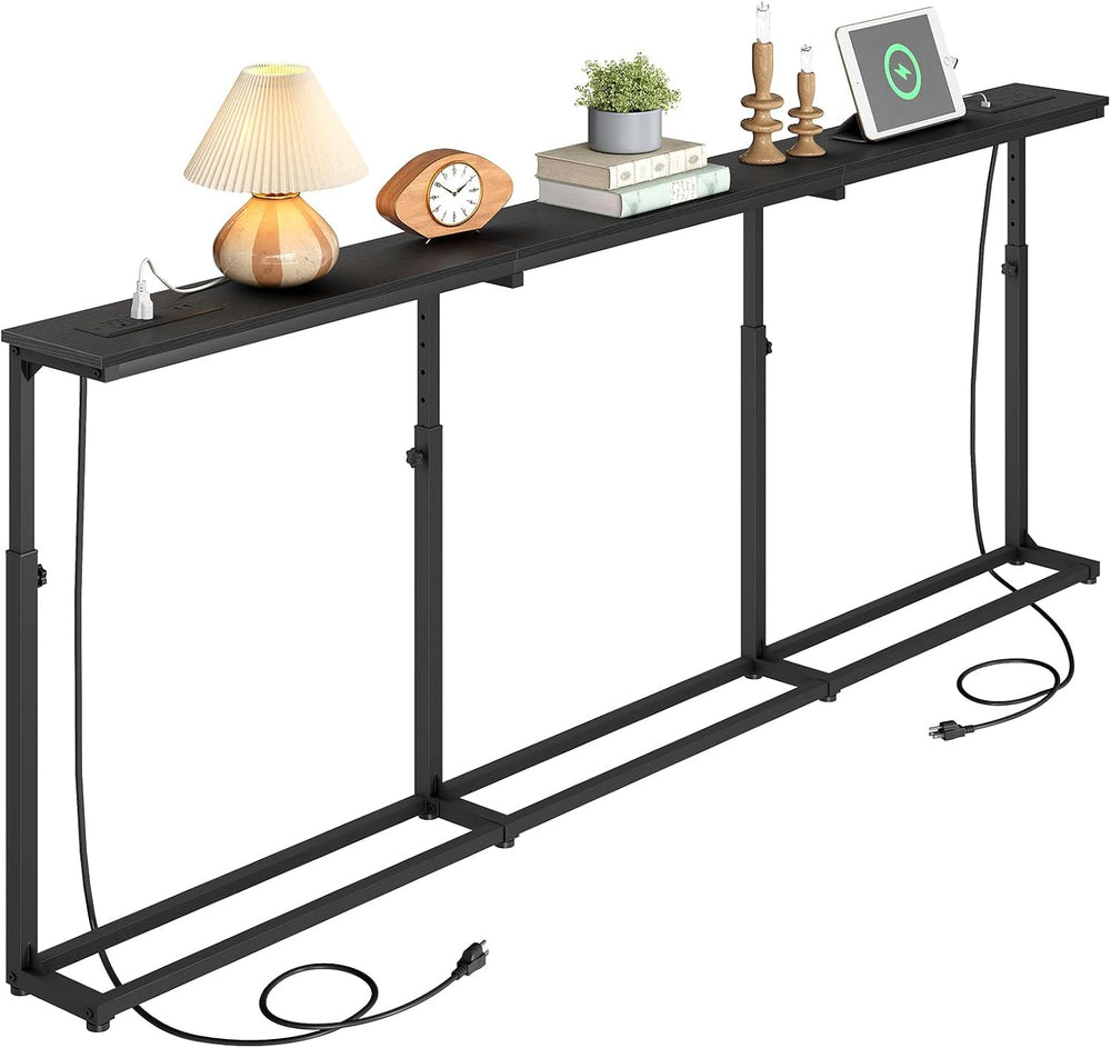 HOOBRO 78.7 Inch Narrow Console Table with Adjustable Height (25.5"-33.4...