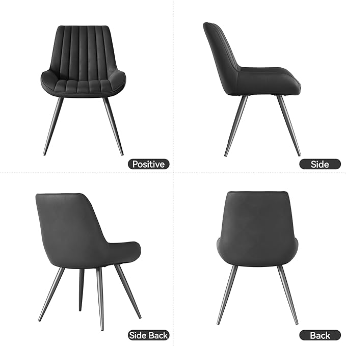 Modern Dining Chairs Set of 8,Upholstered Dining Room Chairs with Thick Cushions,Fabric Comfy Dining Chairs with Metal Legs for Dining Room Black