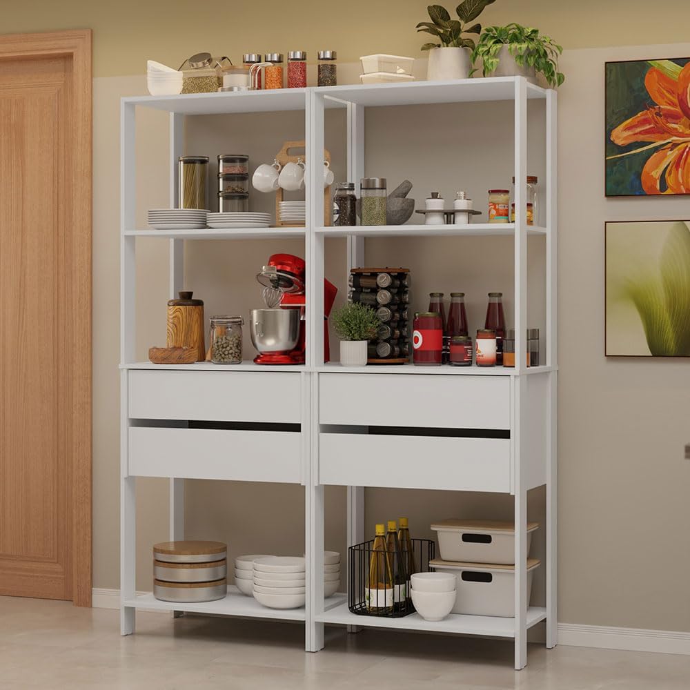 Madesa Kitchen Pantry Storage Rack with 4 Drawers and 6 Open Shelves 55"...
