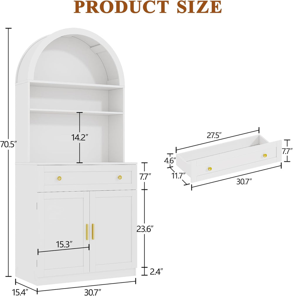 71" Tall Arched Kitchen Pantry Cabinet, Modern Kitchen Storage Cabinets ...