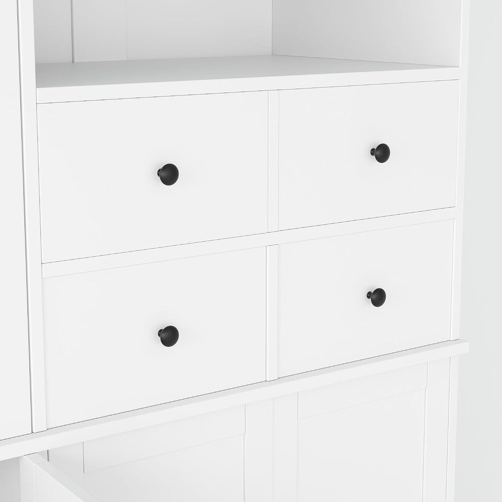 75in Tall Kitchen Pantry Cabinets with Drawers, Large Pantry Storage Cabinet ...