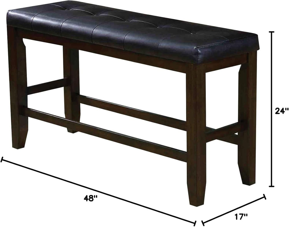 ACME Furniture bench, Black PU & Espresso