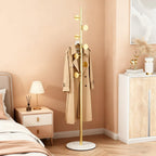Coat Rack Freestanding with Marble Rock Slab Base, Heavy Duty Sturdy Stable Metal Tree Clothes Racks with 7 Staggered Round Hooks, Coat Hanger for Clothing Hats Bags Purses, for Room Entryway Bedroom