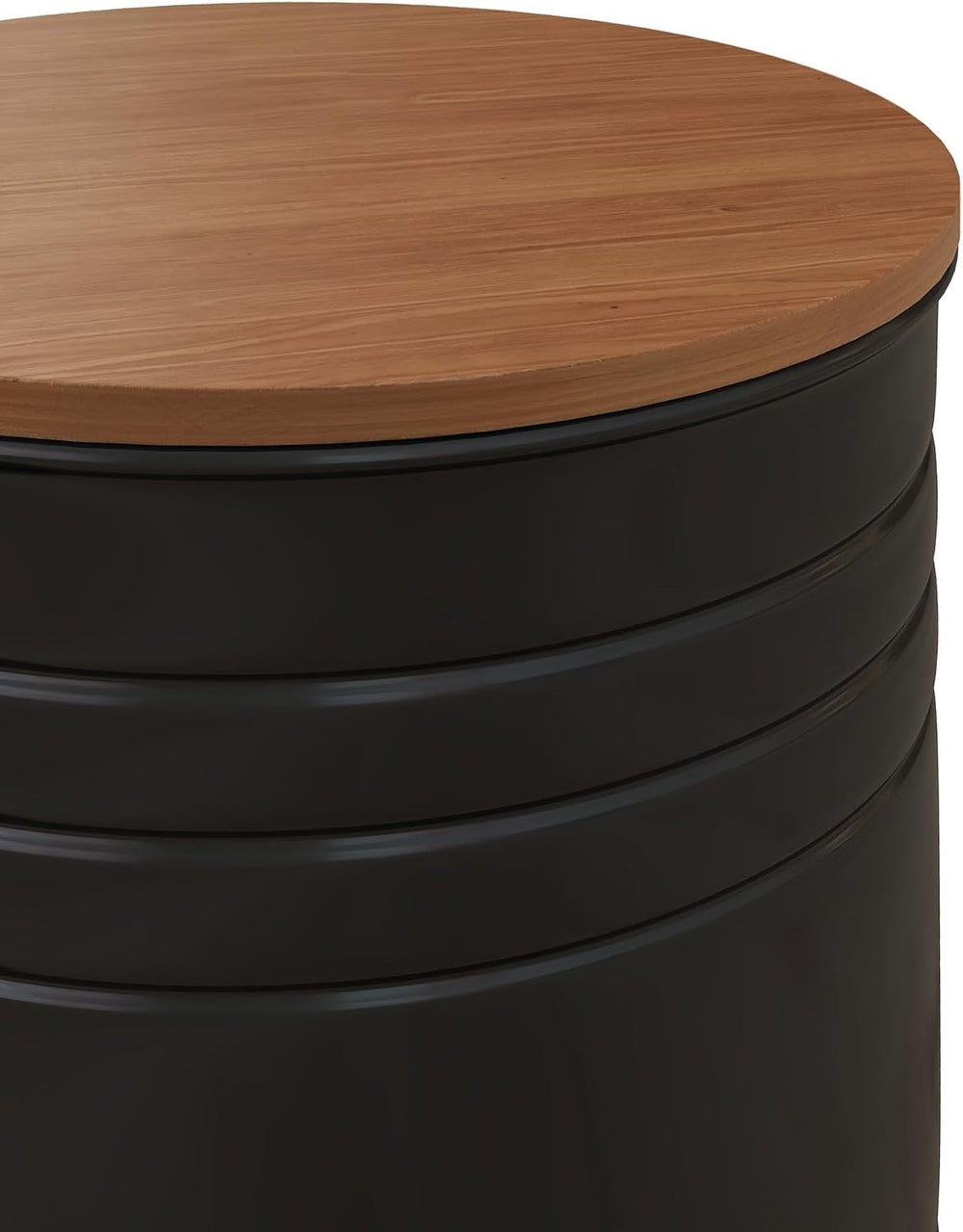 HOMCOM Nesting End Table Set of 2 with Round Storage Ottoman Stool Black | Re...