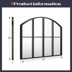 Wide Window Pane Mirror, 42" x 28" Black Arched Mirrors for Wall, Grid Wall Mirror Decorative Large Mirrors for Living Room Bedroom Farmhouse Fireplace Hallway Entryway