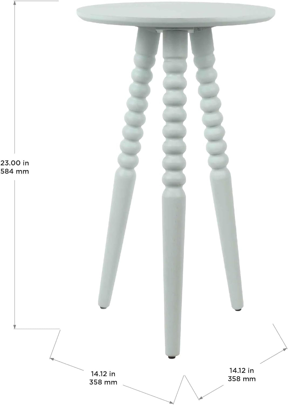 Silverwood Allison Compact Round Accent Table with Turned Legs, Ice Blue, 14&...