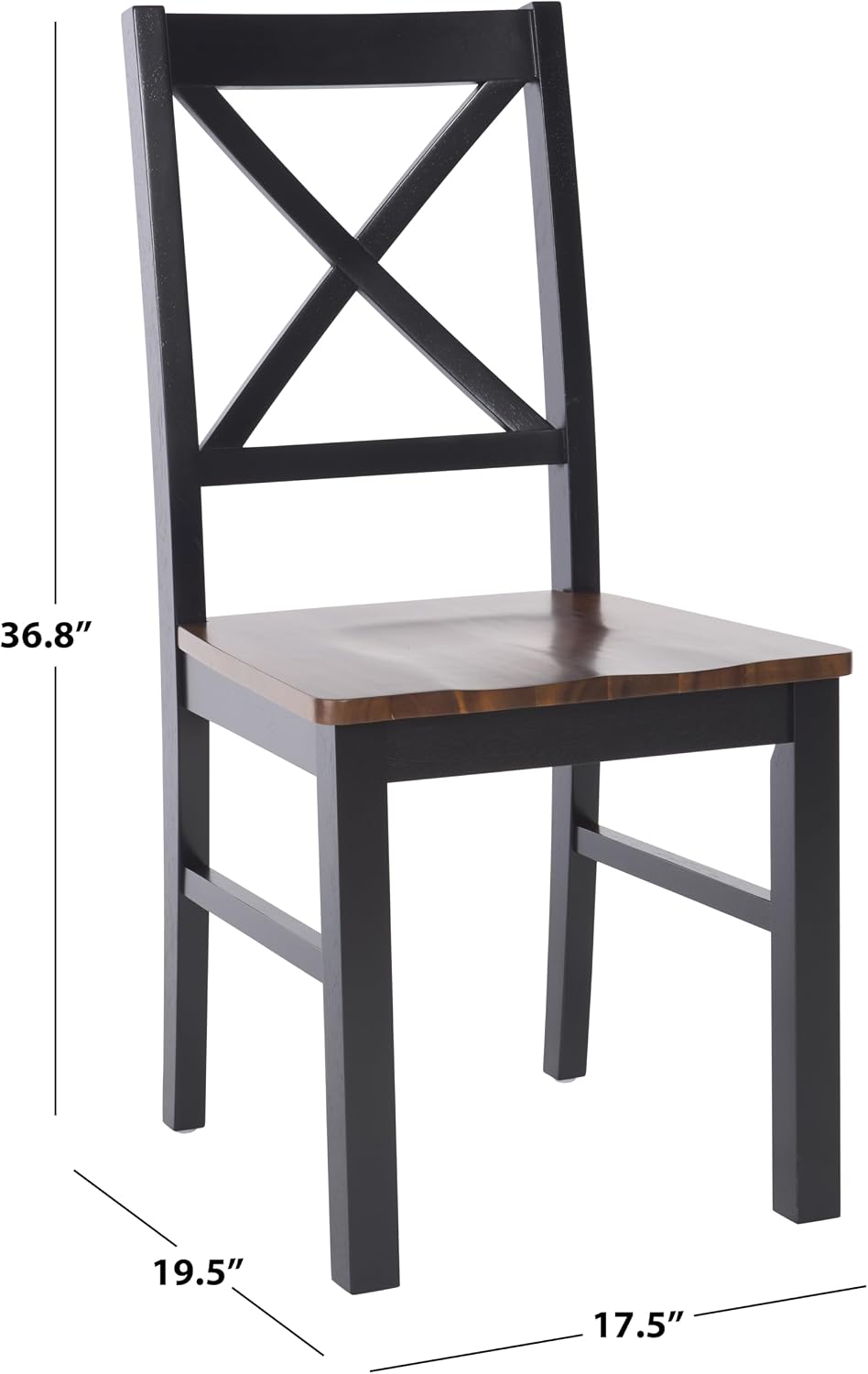 SAFAVIEH Home Collection Akash Farmhouse Black & Walnut Dining Chair Set ...